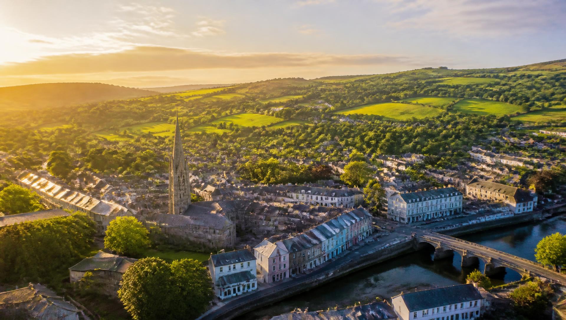 Aerial view of Carmarthenshire, South Wales